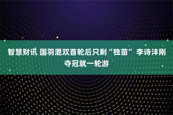 智慧财讯 国羽混双首轮后只剩“独苗” 李诗沣刚夺冠就一轮游